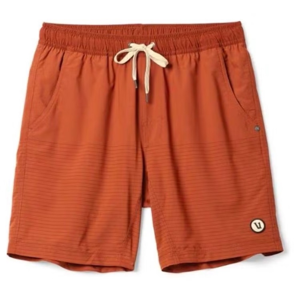 Vuori Orange Athletic Shorts with Cream Drawstring